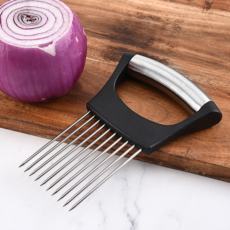 洋葱针创意工具松肉针 不锈钢插肉松针厨房创意多功能切片固定器