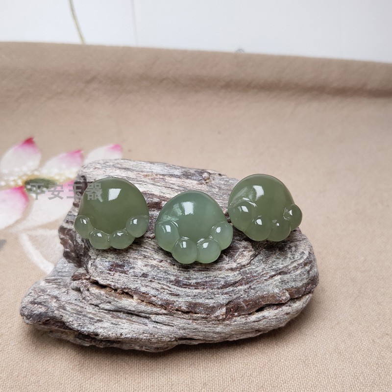 天然和田玉猫爪吊坠diy手工配件锁骨链挂饰时尚简单清新生日礼物