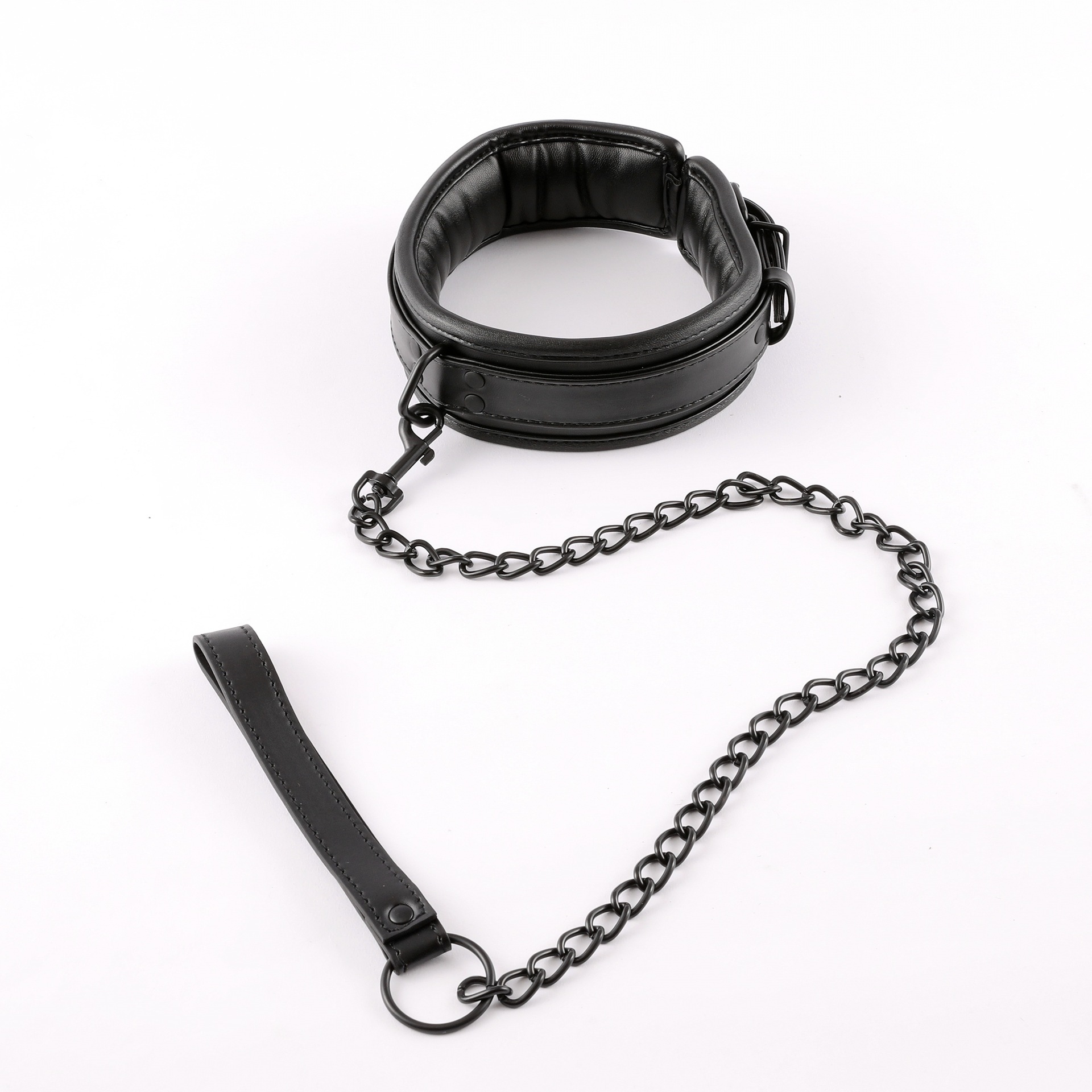 新款成人皮革情趣手铐颈套带铁链 另类捆绑束缚 成人调情工厂现货