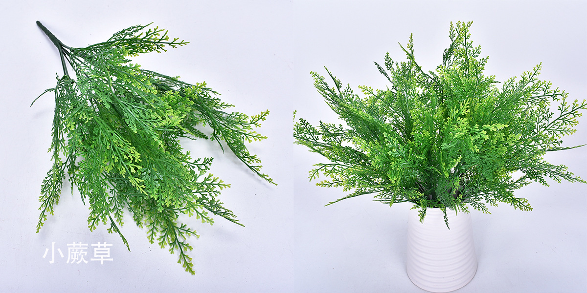 厂家直销 7叉尤加利波斯草 多款塑料花盆栽绿植 仿真植物墙配材