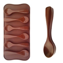现货批发6连勺子汤勺硅胶巧克力模冰格模食品级材质 易脱模 JJ279