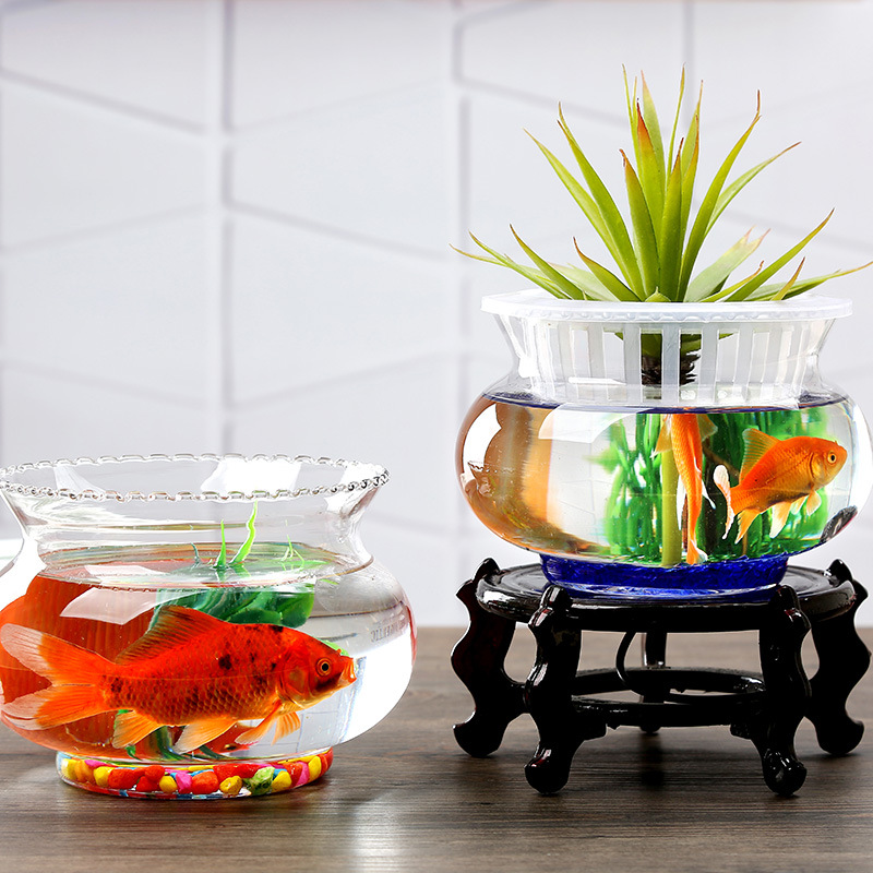 花边鱼缸客厅办公室桌面小型创意生态水族箱家用玻璃鱼缸