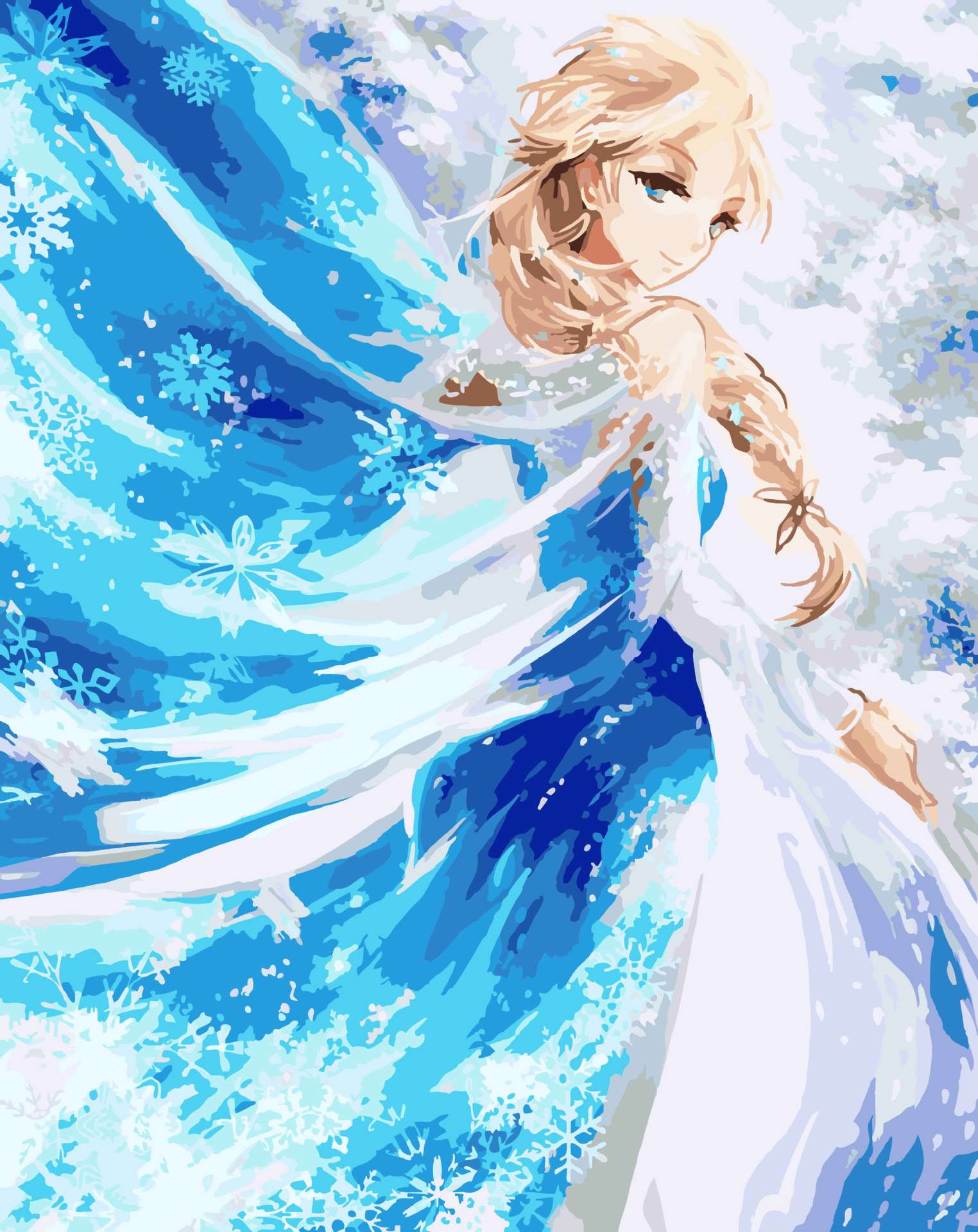 厂家批发40*50无框diy数字油画手工绘卡通动漫人物油彩画冰雪奇缘