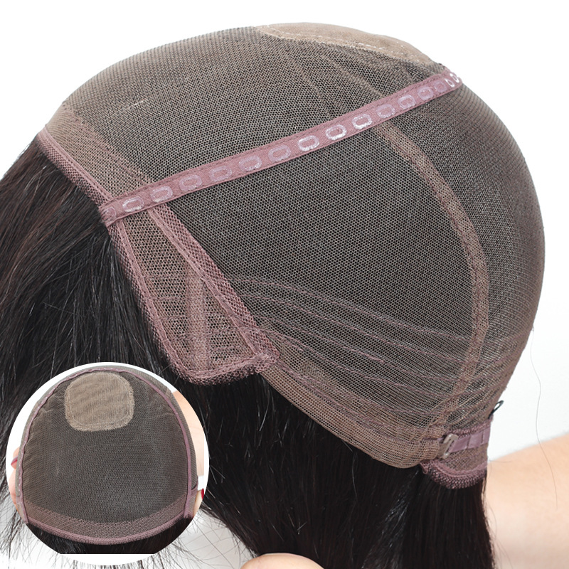 假发短发头套真发毛坯自然轻薄全手织递针头璇硬网自由修剪造型