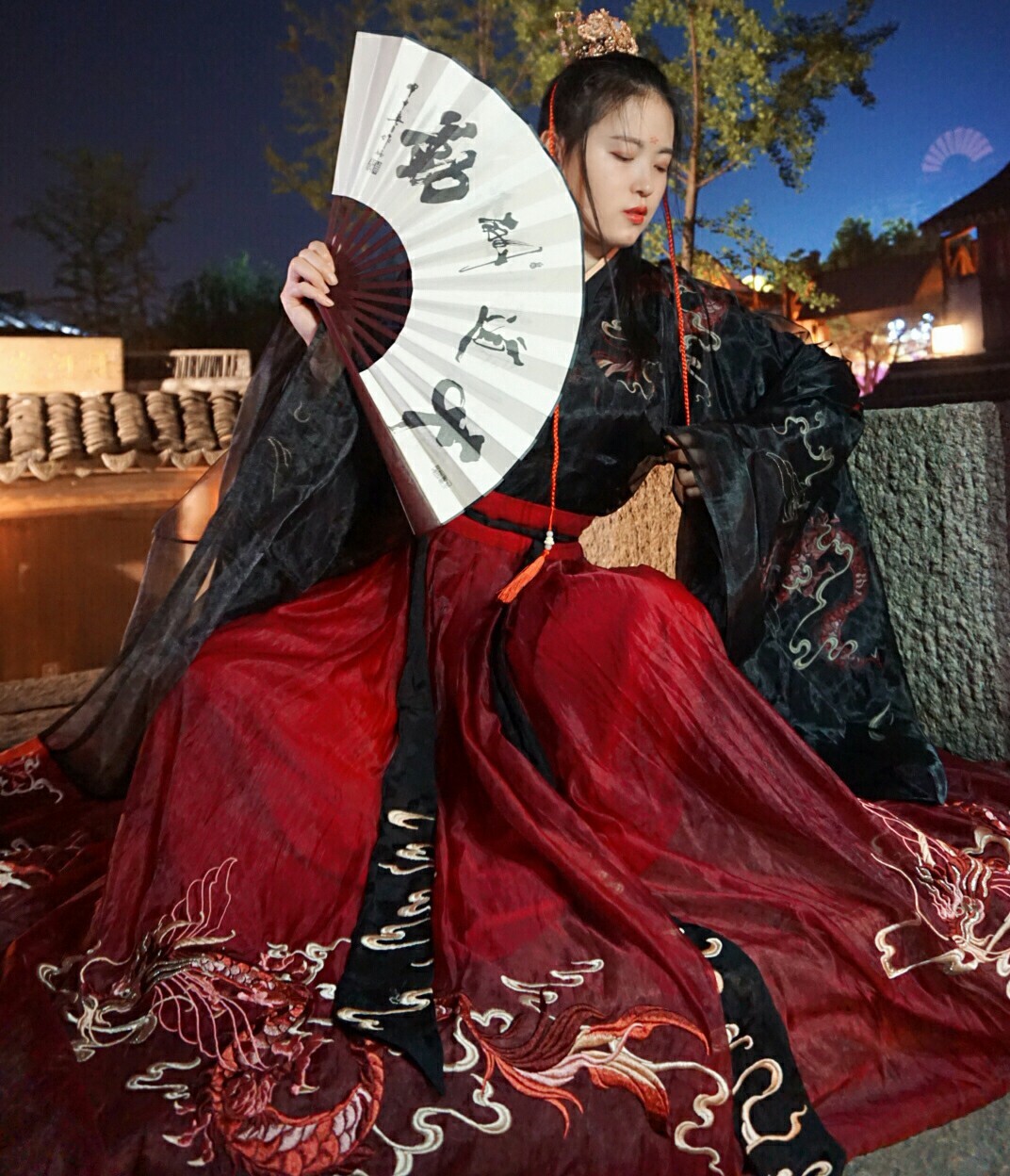 Cosplay汉服,Jkcosplay下限美腿 中国风原创龙母夜弦歌古装汉服女成人cosplay服装大袖刺绣学生