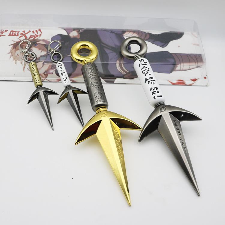 火影忍者武器模型 四代目飞雷神 苦无手里剑 合金武器24cm 周边