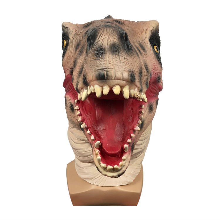 霸王龙面具乳胶动物头套 卡通动漫恐龙恶搞头饰 化妆舞会表演道具