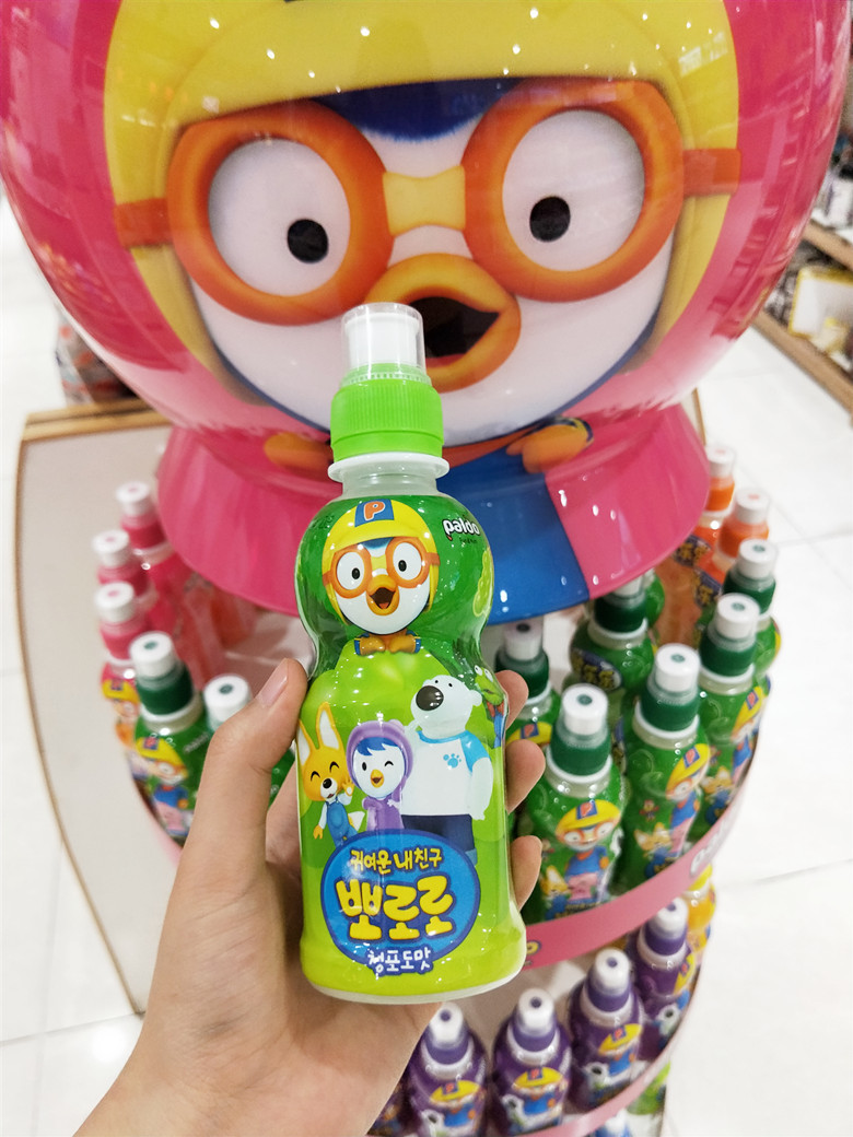 韩国进口啵乐乐饮料草莓味 水蜜桃味 儿童水果味饮料235ml批发