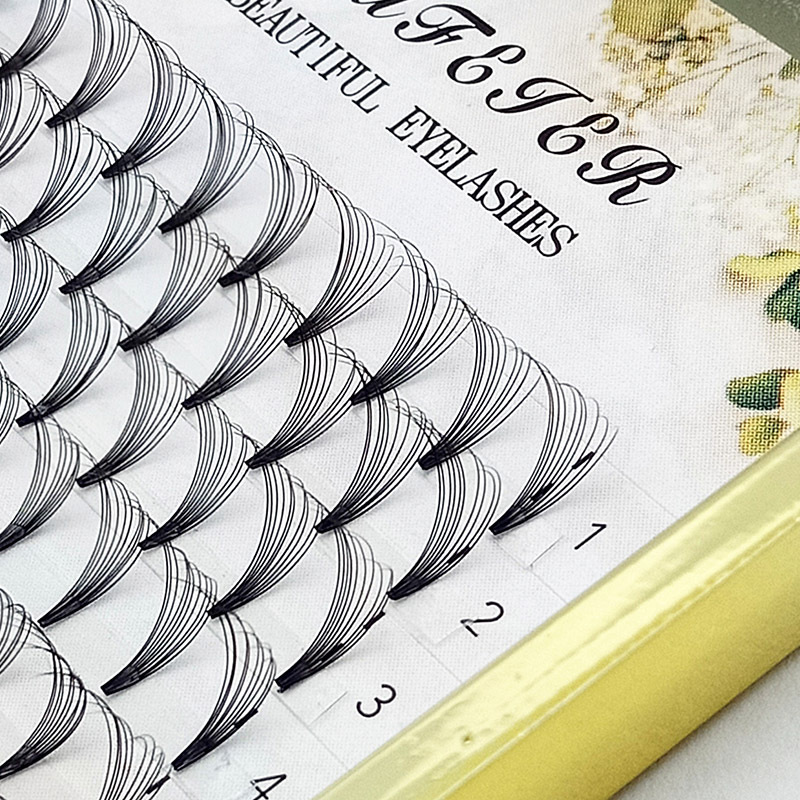 Soft Big Flower 16 Rows 10P Individual False Eyelash Grafting Eyelashes Natural Russian Volume False Eyelashes Self-Adhesive Single Cluster Batch