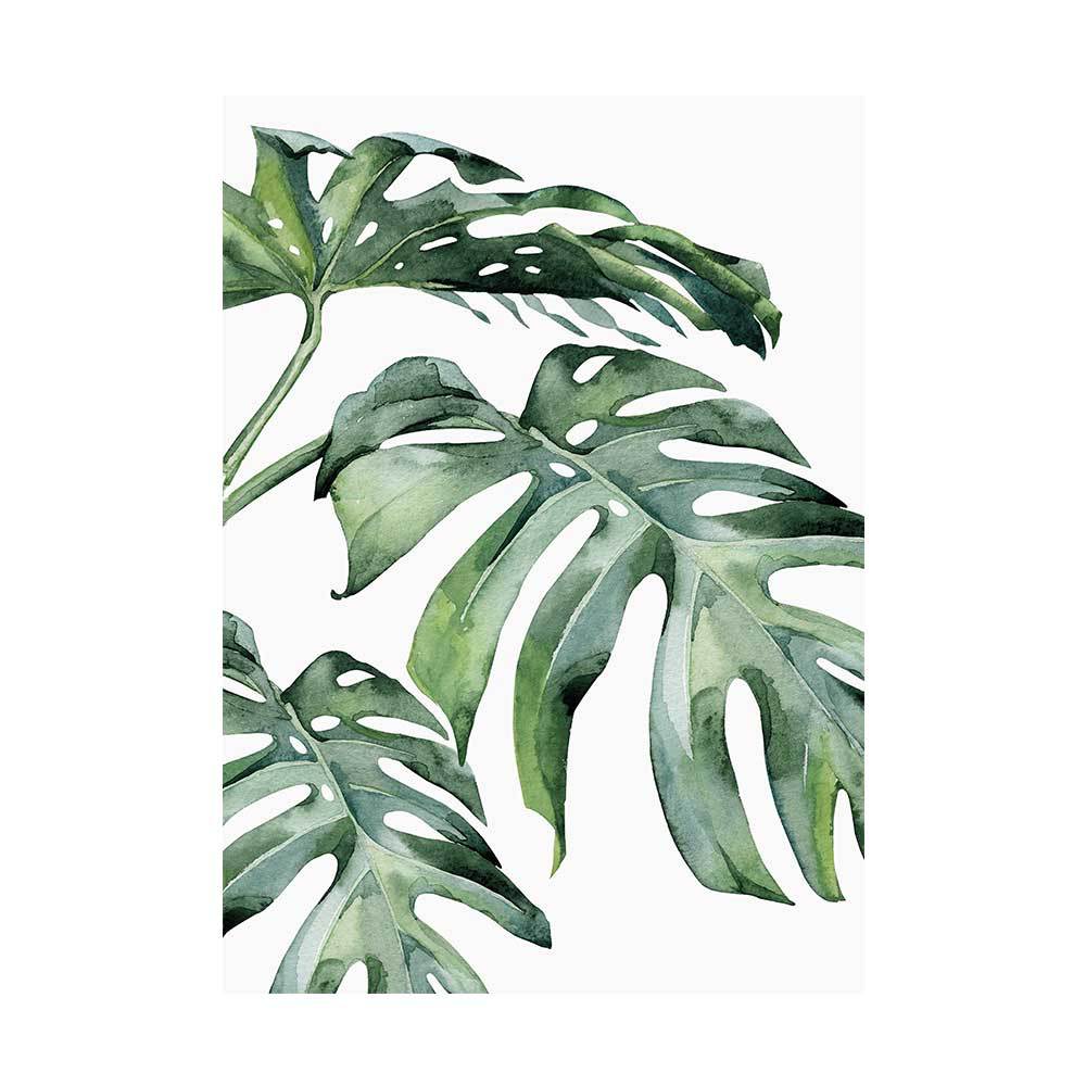 外贸新款北欧热带植物小清新叶子英文装饰画客厅组合挂画装饰画芯