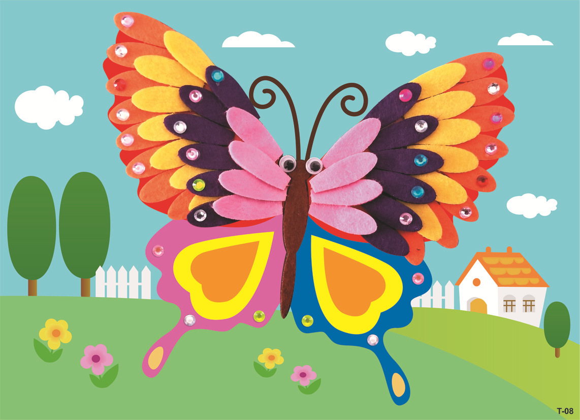 新品不织布贴画 布艺立体贴画 儿童手工制作粘贴画 diy幼儿贴画