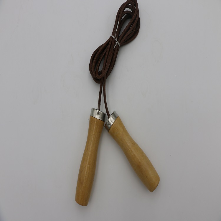 木柄跳绳牛皮跳绳