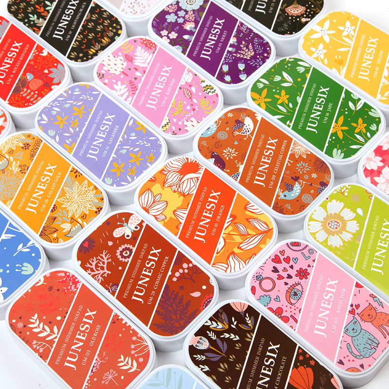 junesix-um-珠光金属色大印台手帐金色印泥闪光印台