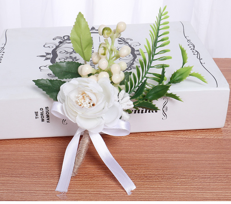 欧美新款白色胸花婚礼宴会晚礼服装饰森系创意胸针婚庆用品批发