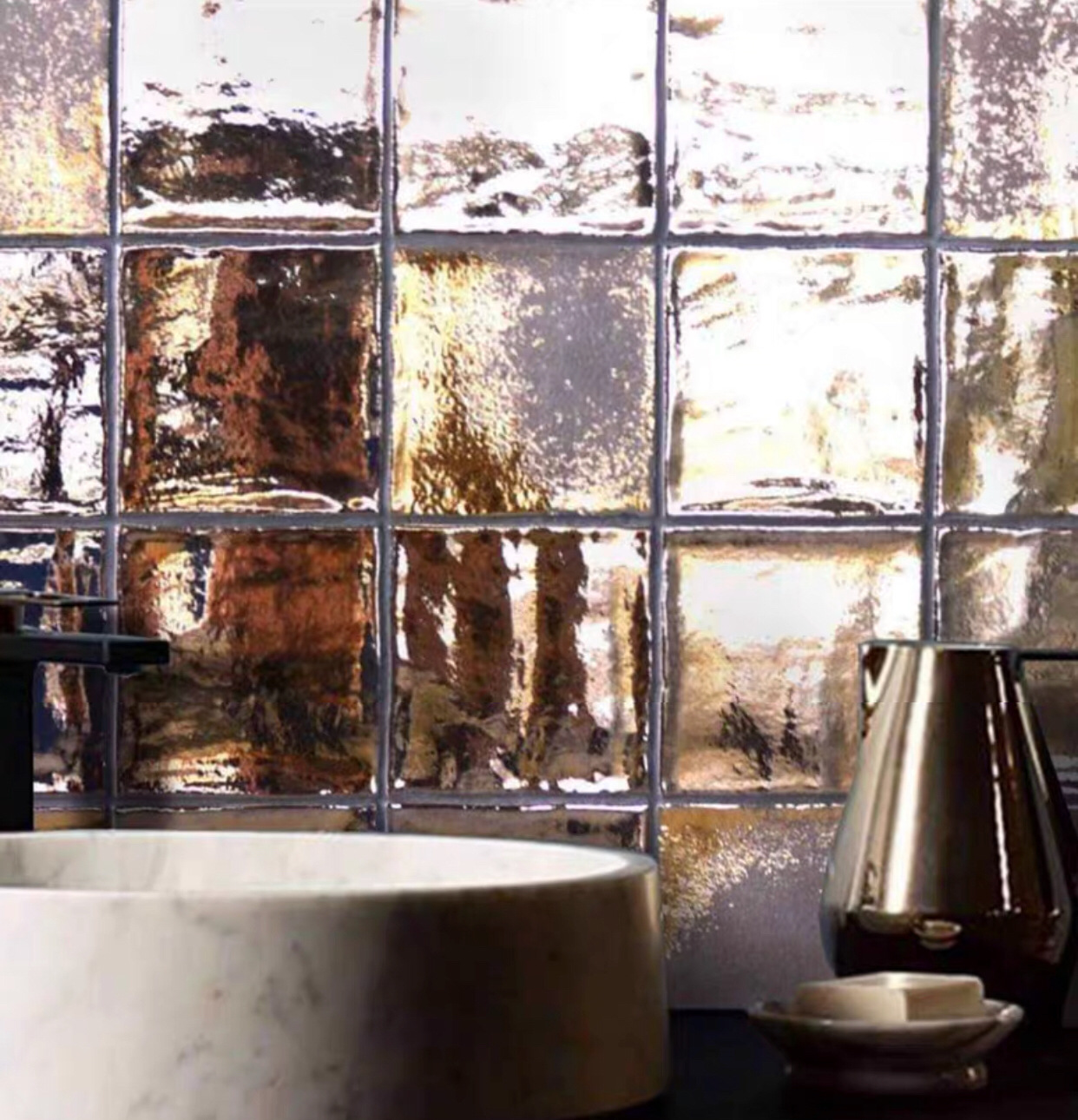 佛山新款复古小方砖金属釉厨房卫生间墙砖浴室背景墙手工网红瓷砖