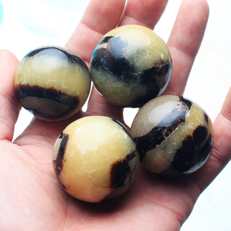 明轩鸿天然龟背石水晶原石矿石水晶球状把玩手把件