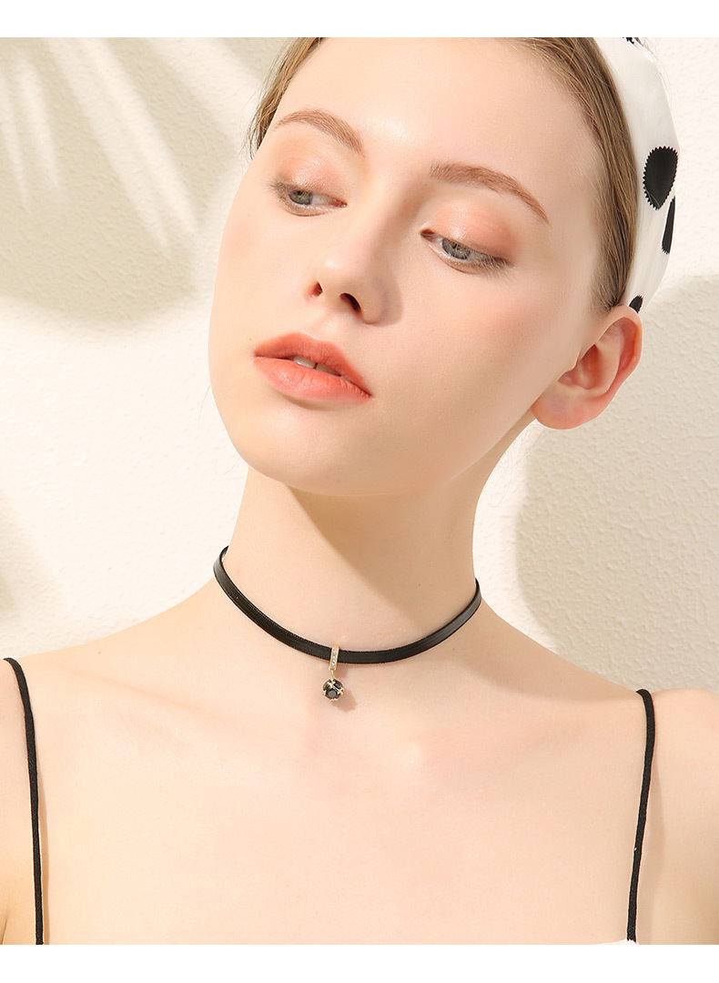 韩国choker女锁骨链颈带黑绳颈链双d项圈欧美项链原宿绒带朋克风
