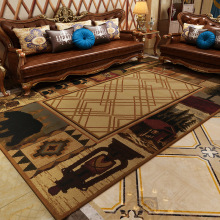 欧式复古奢华客厅地毯长方形茶几垫防滑地毯卧室床边毯印花可
