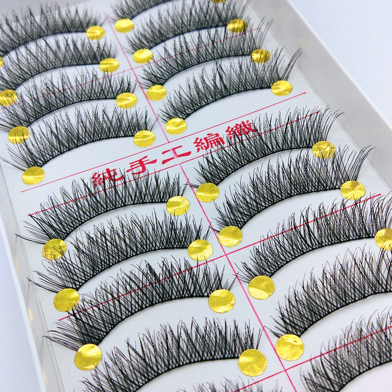 Taiwan Handmade False Eyelashes Natural Realistic Thick Eye Tail Extended Cotton Thread Stem Eyelash 163