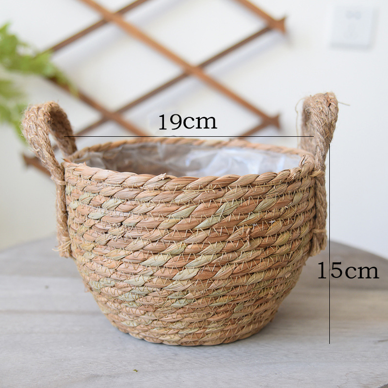 Nordic Extra Large Straw Woven Flowerpot Extra Large Bonsai Greenery Flower Basket Plant Basket Woven Floor Indoor Bonsai