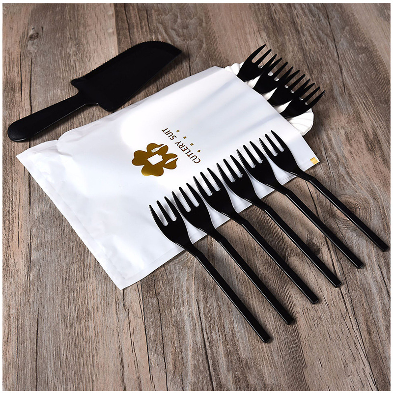 Wholesale Creative Birthday Cake Cutlery Tray Set Disposable Ten Plate Ten Fork Combination Cake Tableware Independent Packaging