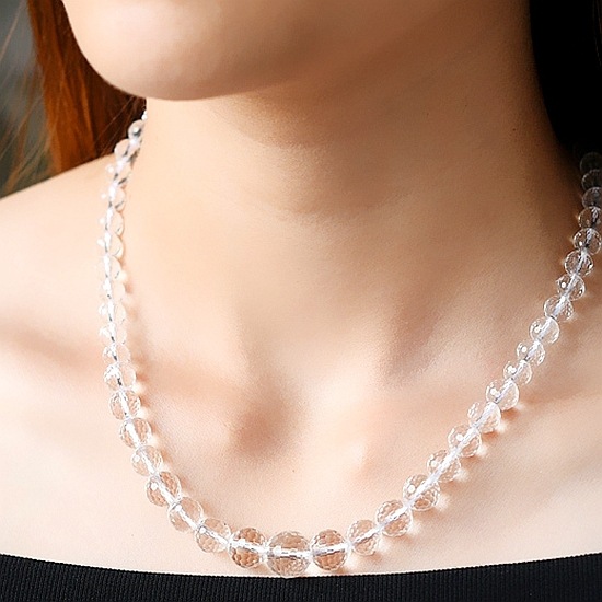 天然白水晶项链女短款锁骨128刻切面塔链送母亲阿姨妈礼物