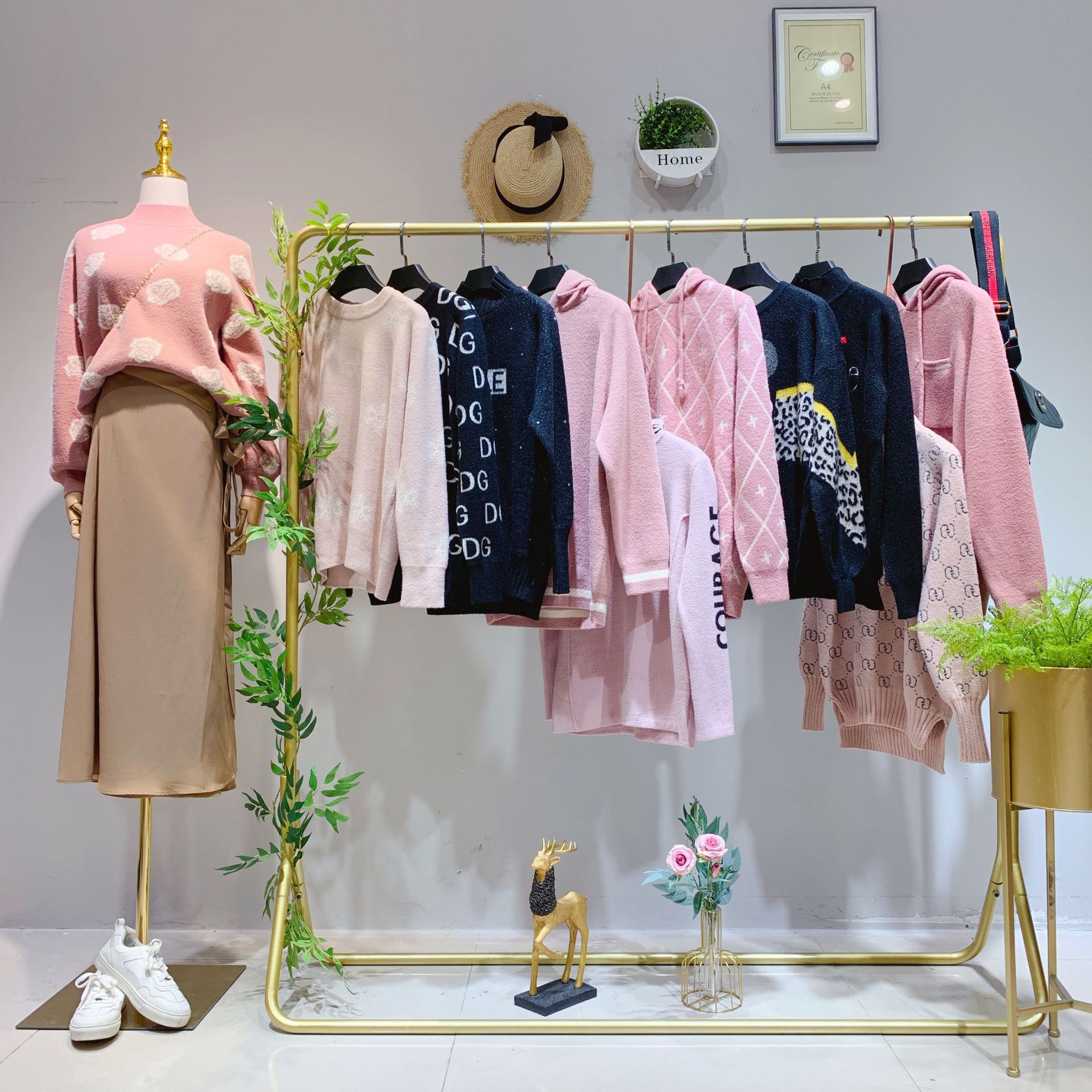 工厂尾货品牌折扣女装批发米祖2019秋冬 珍珠绒毛衣直播货源 crz