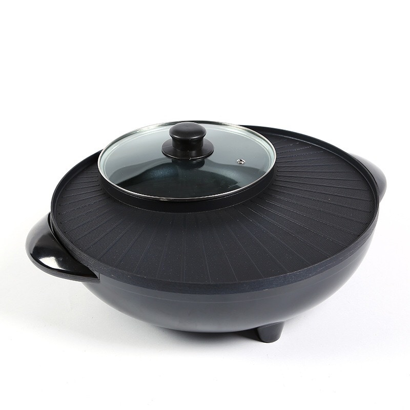 红双喜韩式涮烤一体锅创意家用无烟不粘锅多功能电热锅电火锅礼品