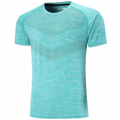 跨境专供 2019短袖速干衣 阳离子面料 男健身衣 跑步运动t恤 定制