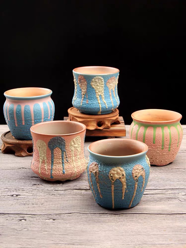 泡泡彩釉创意多肉花盆陶瓷室内家用装饰粗陶土圆形个性小花盆量优