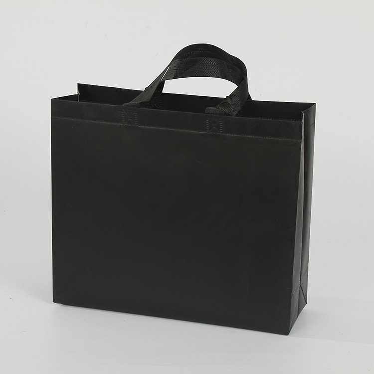 简约纯黑色无纺布袋定做覆膜广告购物袋定制环保无纺布手提袋logo