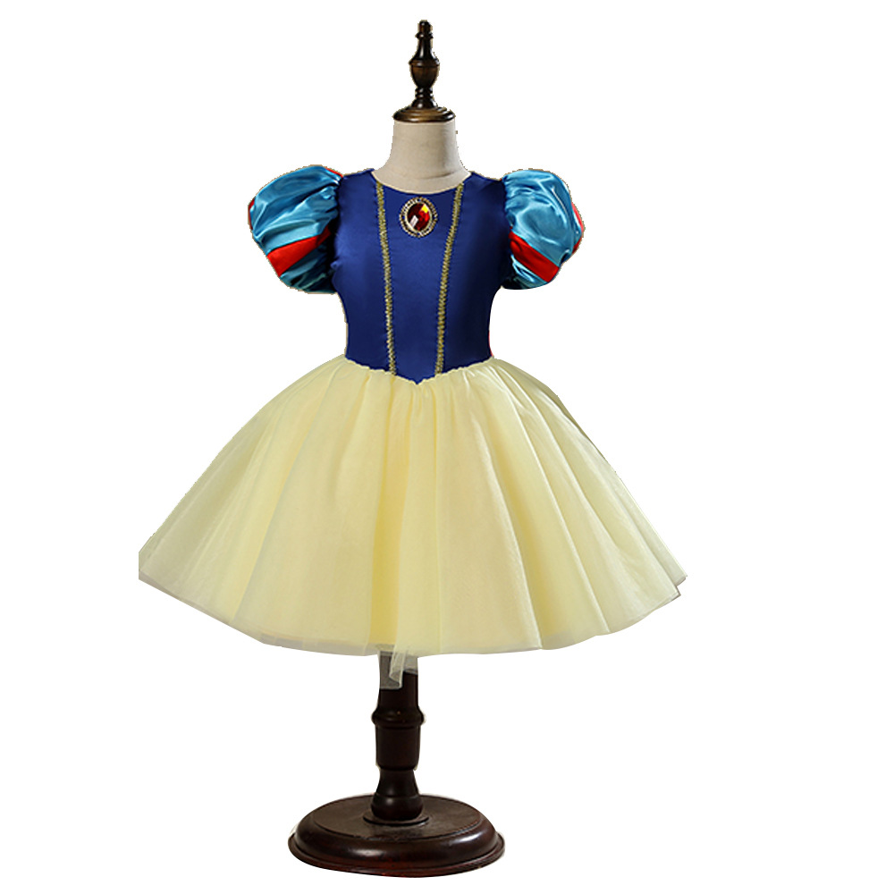 白雪公主女童生日连衣裙白雪公主裙子冰雪奇缘儿童表演服装蓬蓬裙