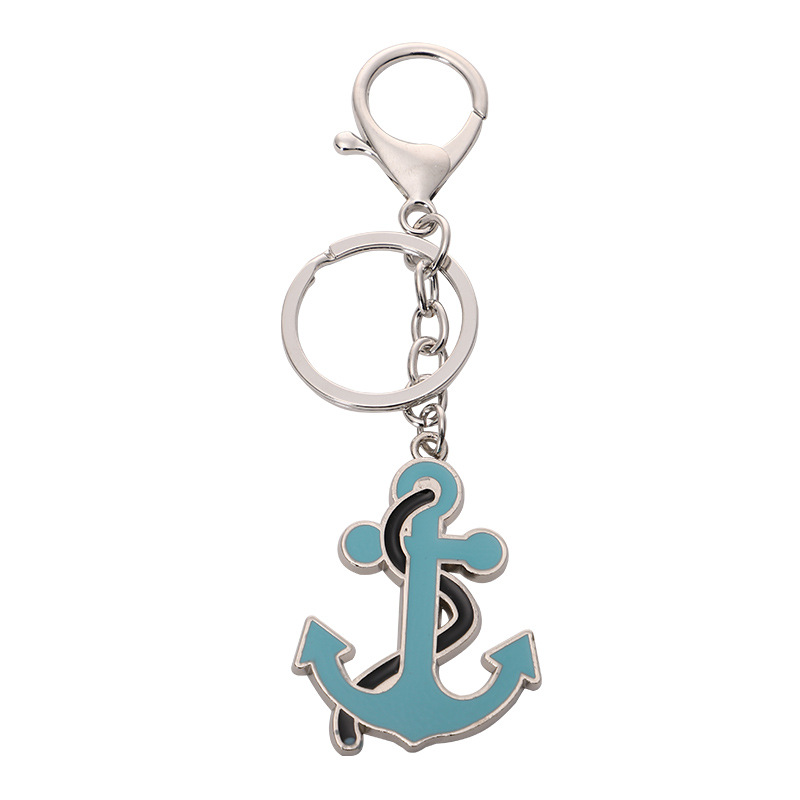 Metal Crafts Sailboat Boat Anchor Rudder Keychain Epoxy Key Chain DIY Handmade Decorative Pendant Small Gift