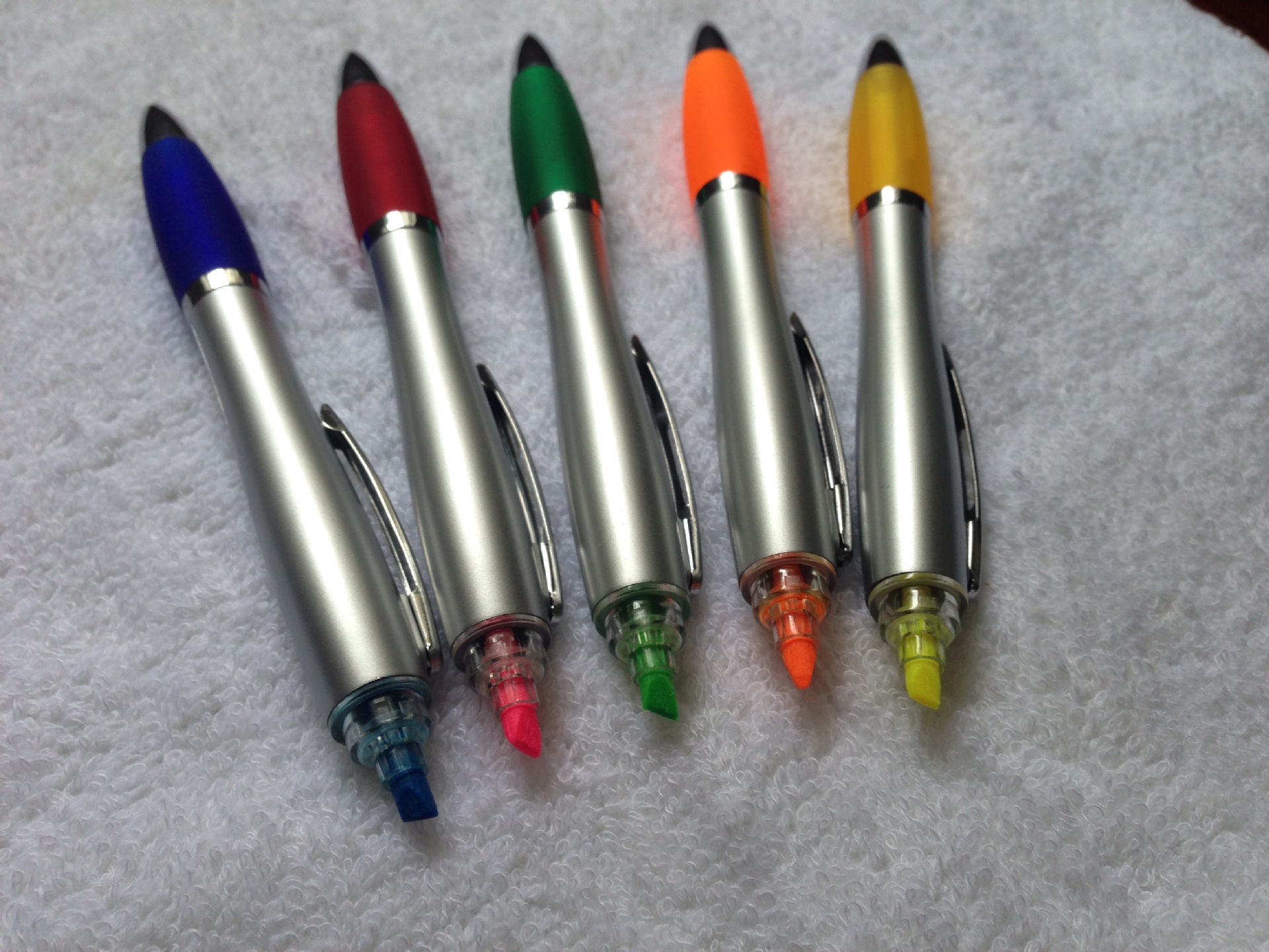 厂家直销二合一两头荧光笔 可定制logo笔葫芦荧光笔 荧光圆珠笔