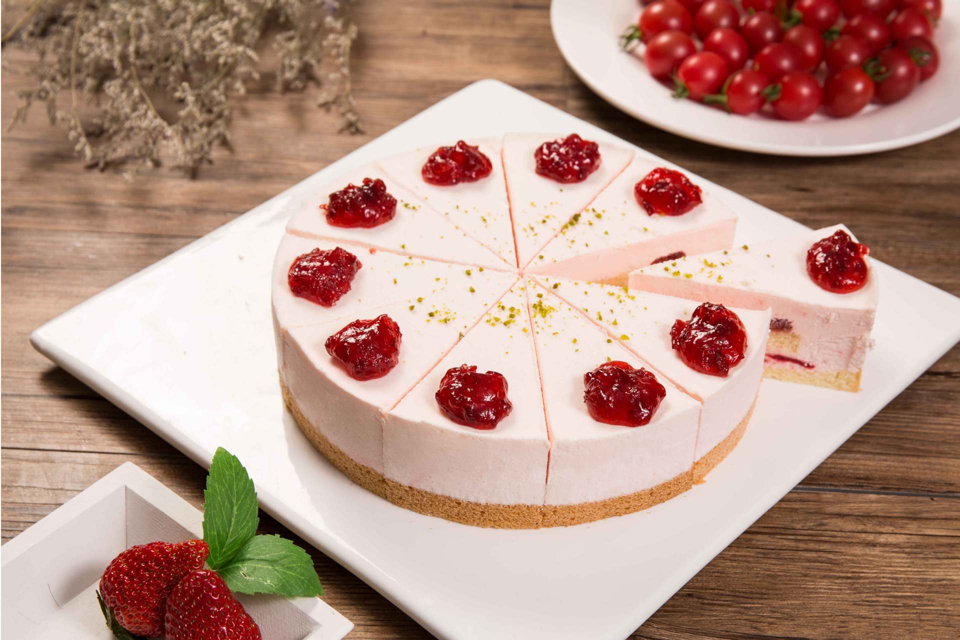 普利欧樱桃芝士8寸800g外卖蛋糕 咖啡馆 茶歇西点甜品下午茶甜点