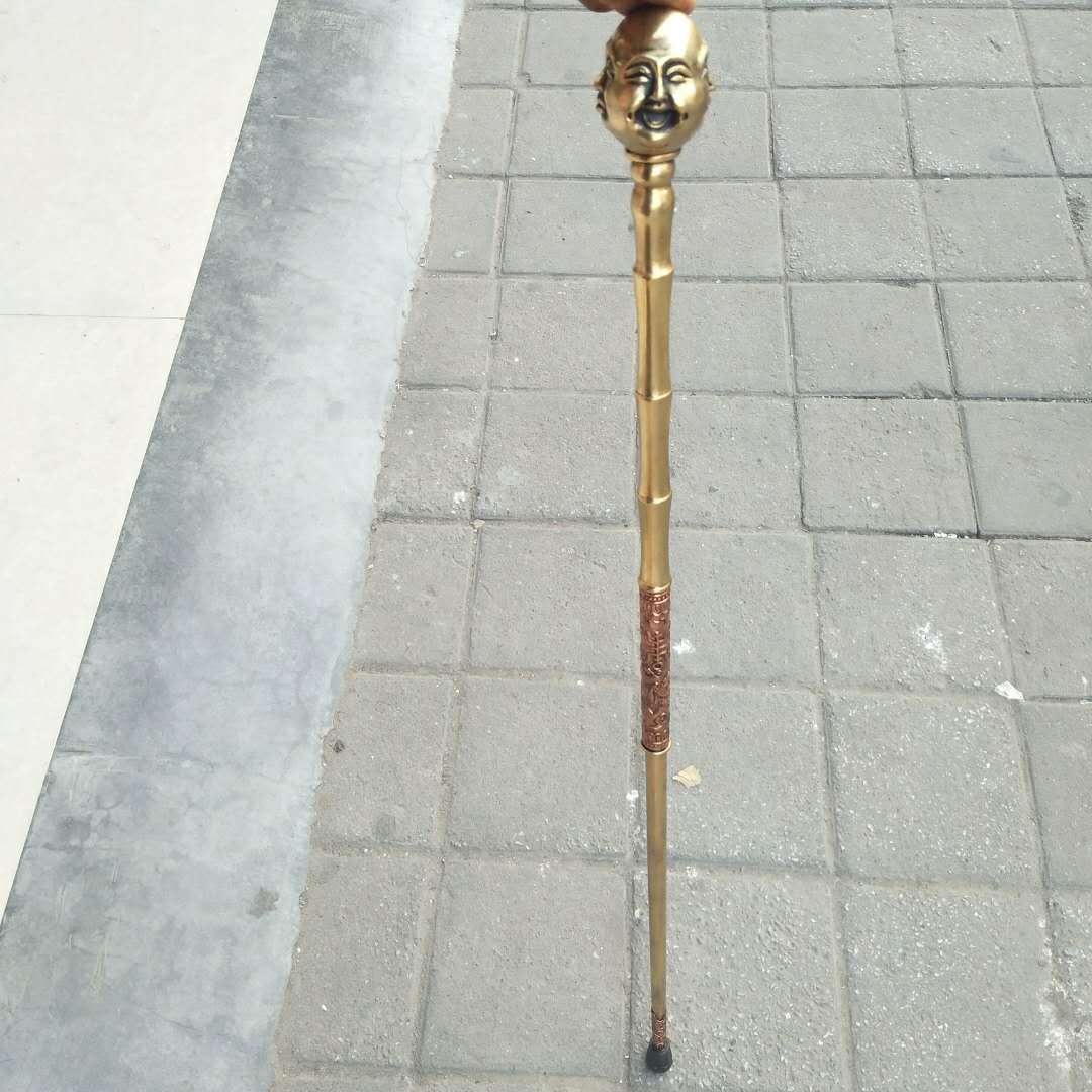 古玩杂件批发铜器做旧仿古手杖送老人拐杖金属工艺品