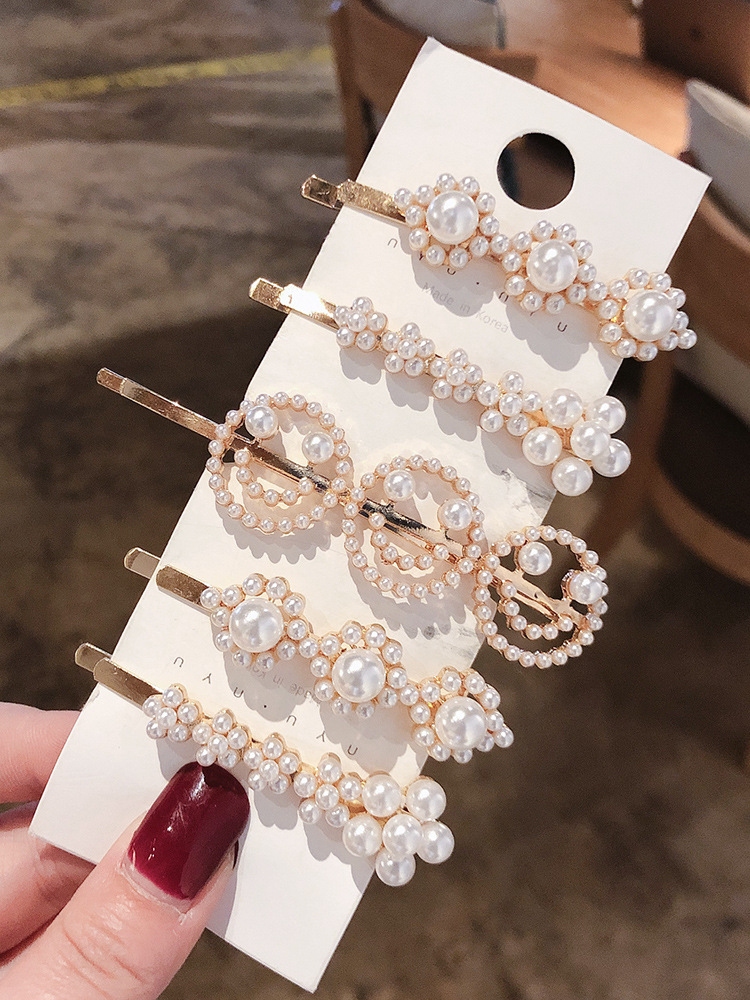 极简风ins网红珍珠发夹韩国韩版笑脸一字夹少女心发卡边夹刘海夹