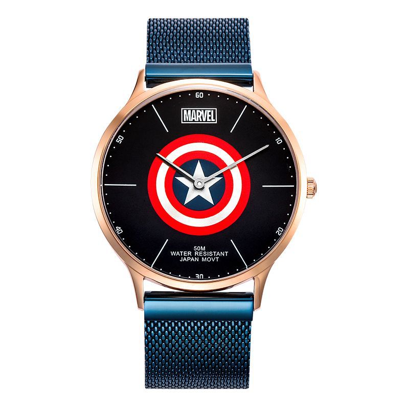 漫威手表男生镂空美国队长盾牌创意时尚手表街头潮流钢带男表858