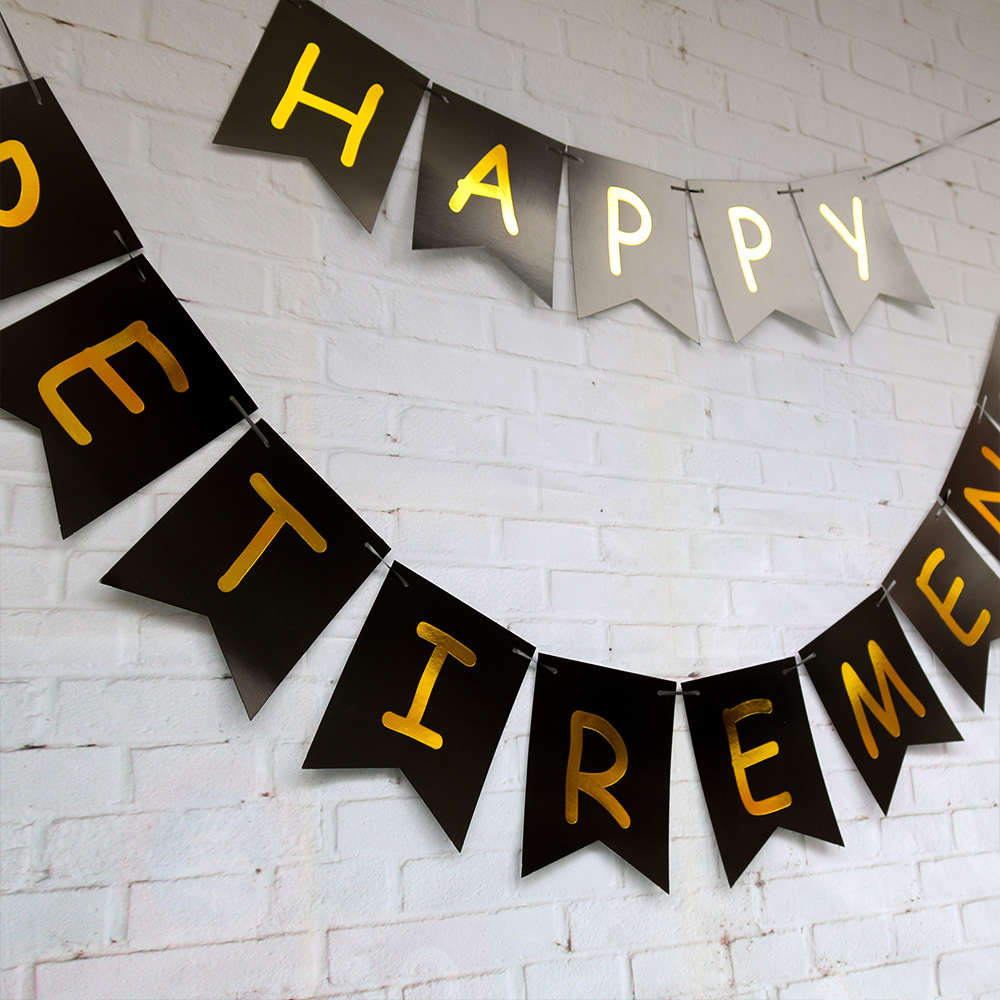 退休派对 婚庆 毕业 生日聚会happy retirement字母拉花 鱼尾拉旗