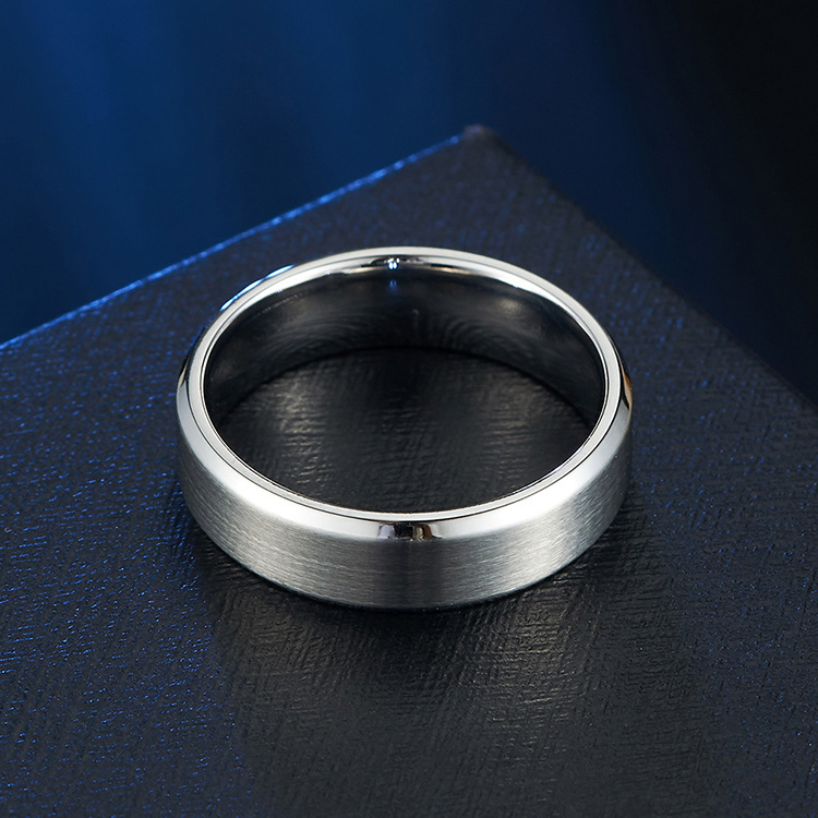 亚马逊哑光拉丝蓝色指环 简约情侣对戒结婚订婚戒指厂家直销