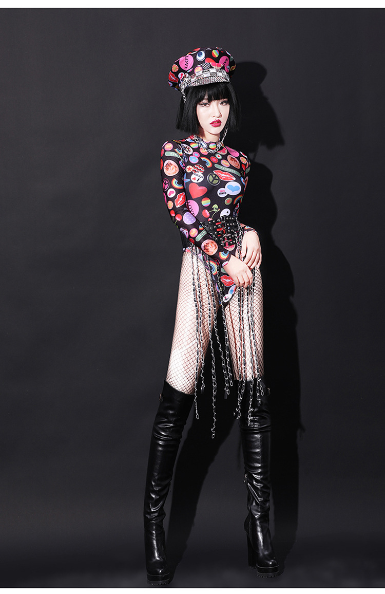 舞依芭酒吧ds演出服新款性感gogo领舞服夜店dj女歌手服连体装8454