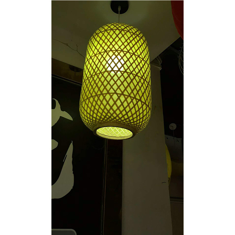 云南保山竹丝竹签灯笼民宿酒店茶室装修工程吊灯个性创意竹编吊灯