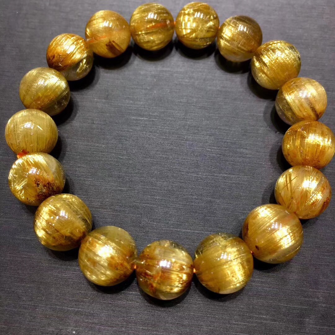 天然金发晶钛晶板钛单圈手链发晶手串男女款顺发发晶手链