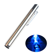 面膜荧光剂检测笔 不锈钢365nm白光荧光剂检测笔灯迷你验钞手电筒