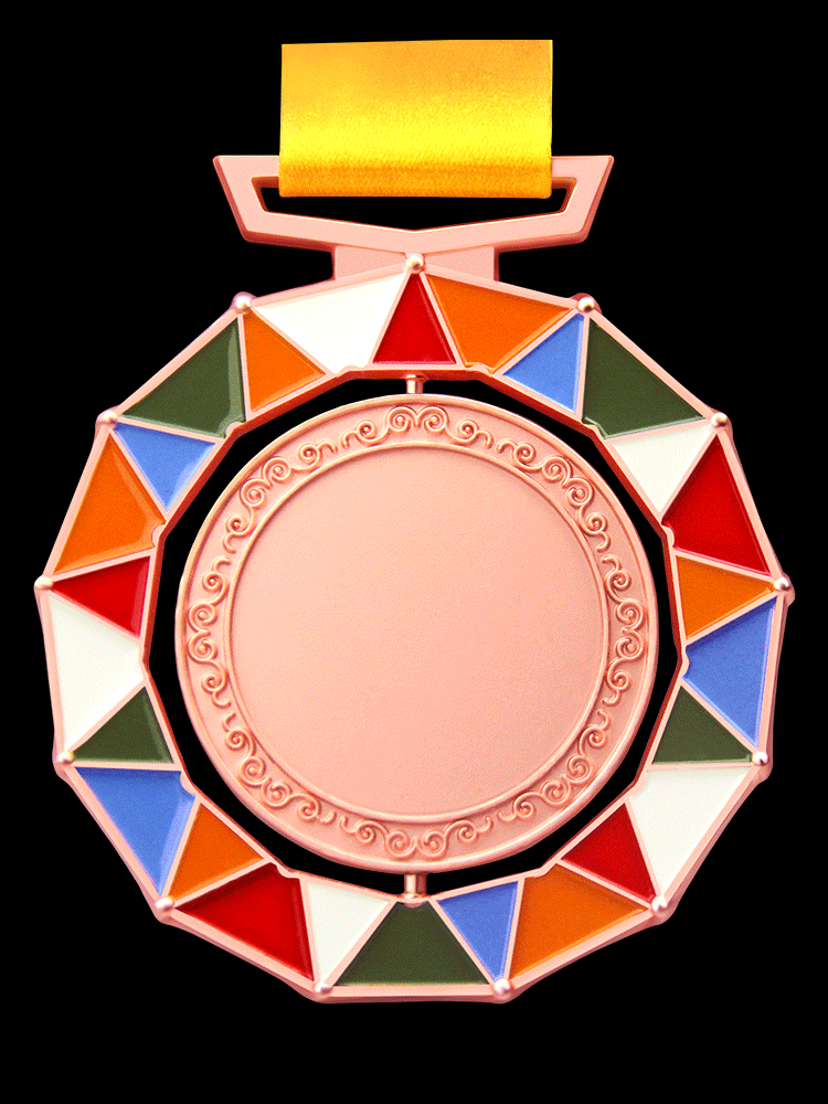 创意旋转奖牌定制跑步奖牌金属金牌电镀运动会奖章定做