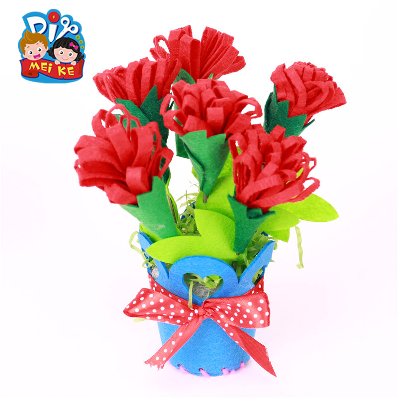 妇女节祝福礼物束手工diy康乃馨不织布盆栽儿童幼儿园制作材料包