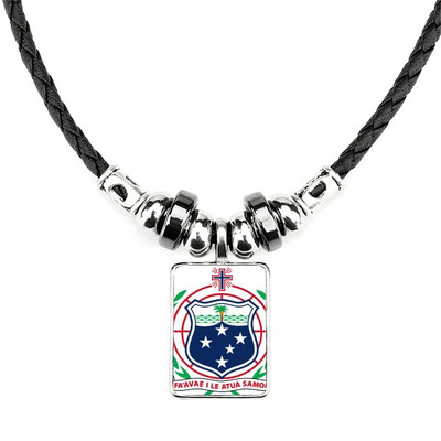 萨摩亚大洋洲国徽手工皮绳项链吊坠饰品