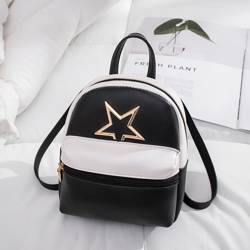 Five-Pointed Star Contrast Color Backpack Children's Mini Small Backpack Shoulder Crossbody Mobile Phone Change Packet Gift Wholesale Fashion