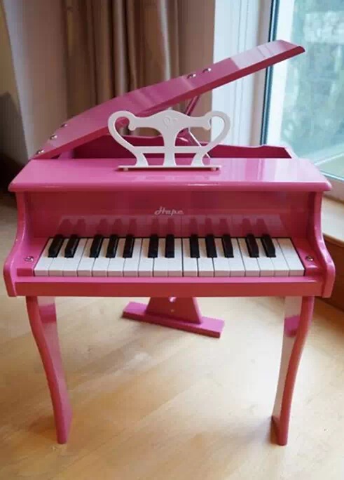 hape钢琴30键机械三角立式木质小女孩初学者可弹奏宝宝儿童玩具琴