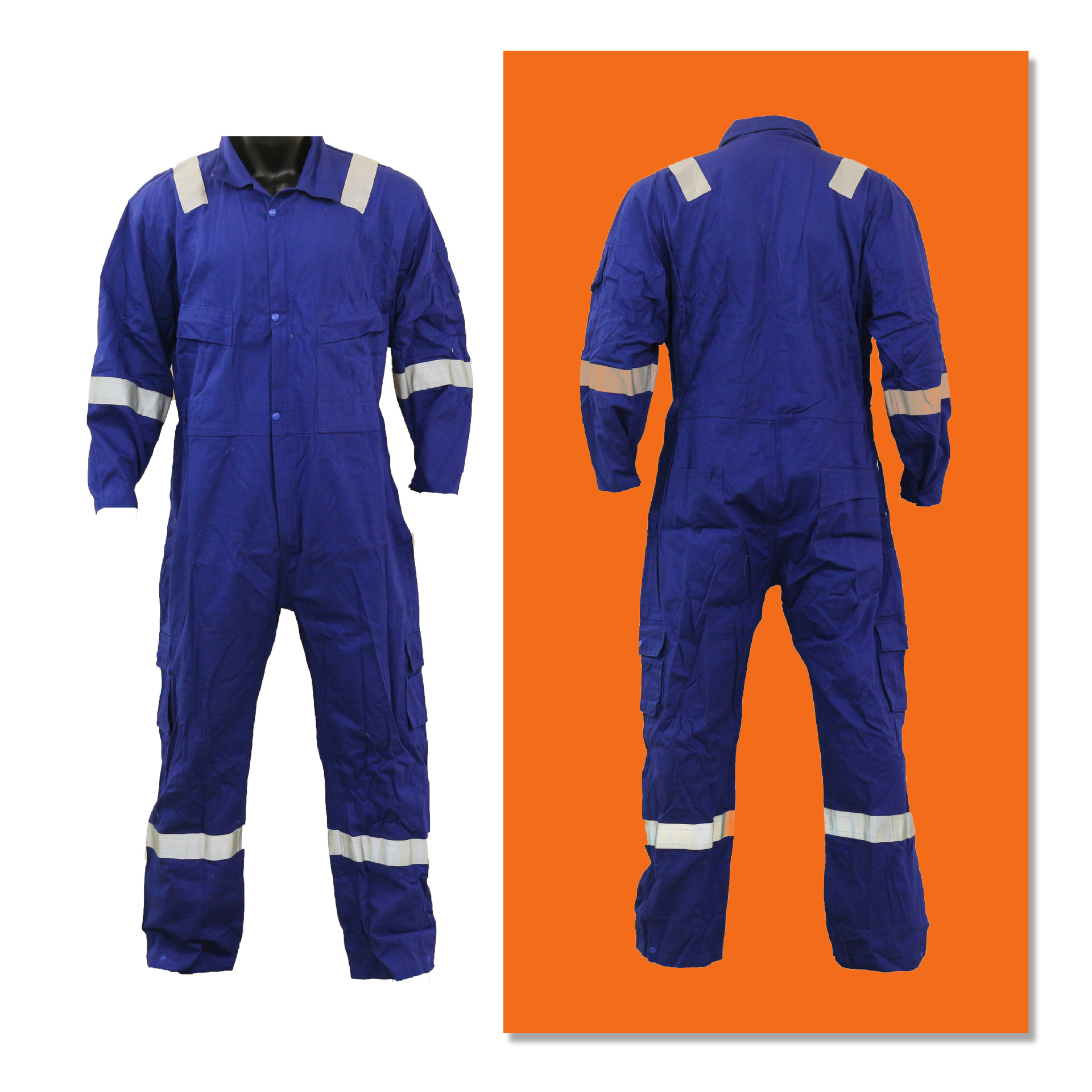 新款pro-fr300# 涤棉连体工作服带反光条长袖劳保套服工人连体服